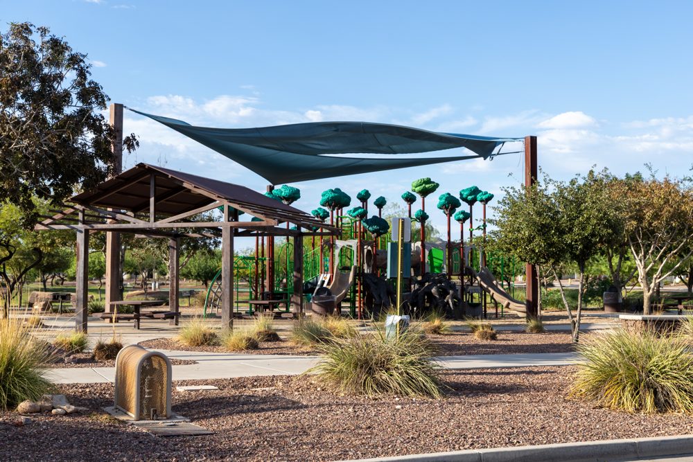 Shaded playground in The Meadows