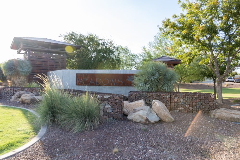 The Meadows community monument entrance